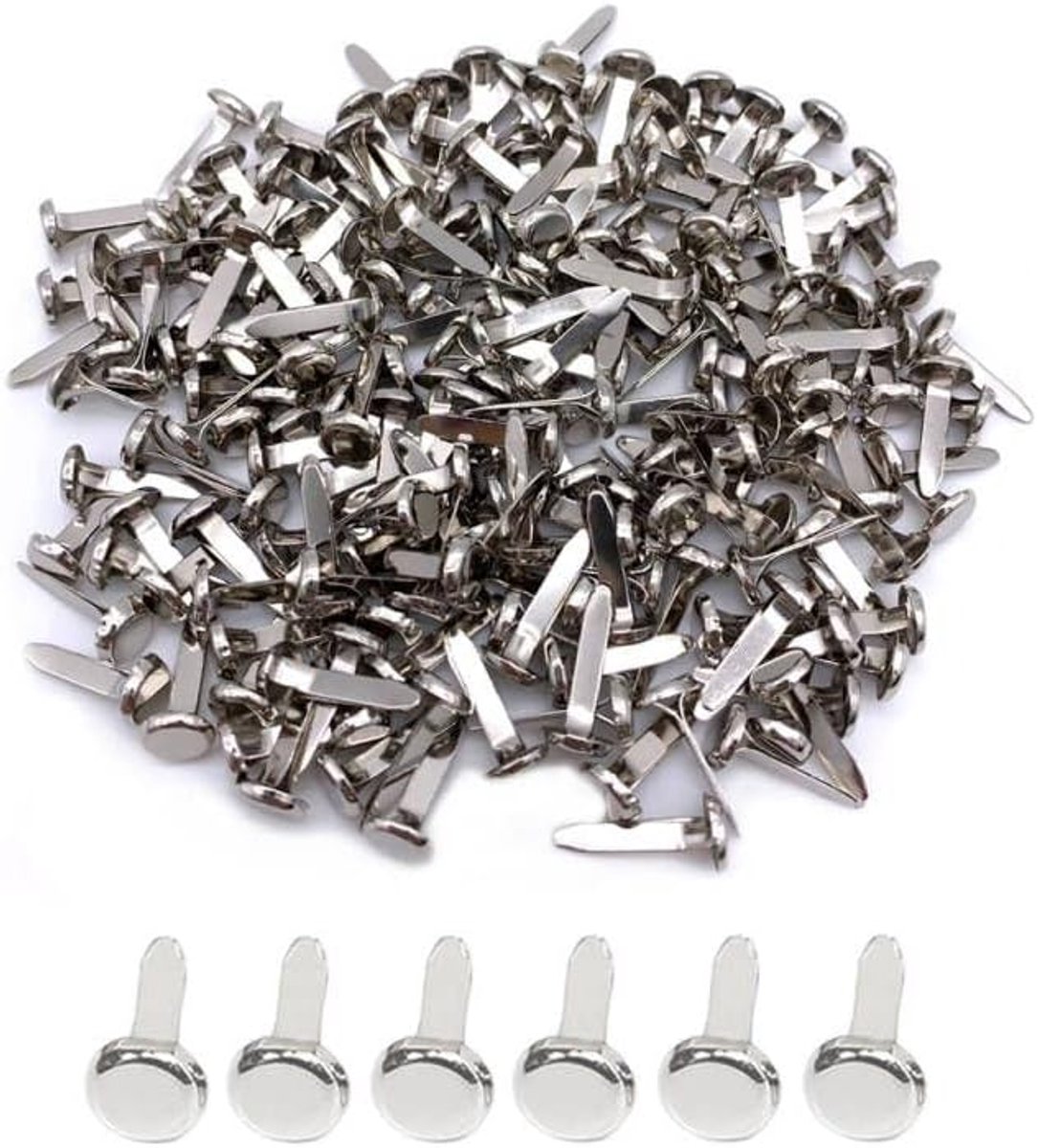 Mini Brads Metal Pattern Clips voor Kaarten - Scrapbooking - Zilver - Verpakking van 200