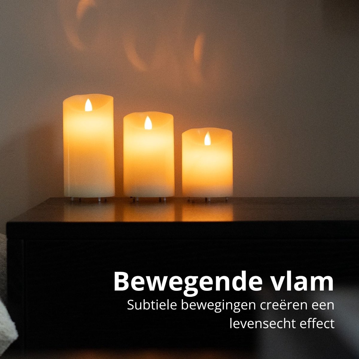 FlinQ Oplaadbare LED Kaarsen met Bewegende Vlam - Inclusief Afstandsbediening met Timer en Dimfunctie - Nep Kaarsen met Flikkerende Vlam - Dinerkaarsen Oplaadbaar - 3 stuks — cadeau in Wonen & Interieur - foto 4
