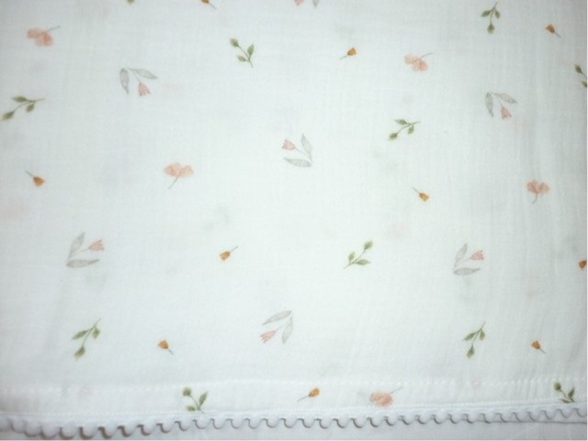 Oogappel Tulpjes Cottonsoft Ledikantlaken 100x150 cm-Offwhite