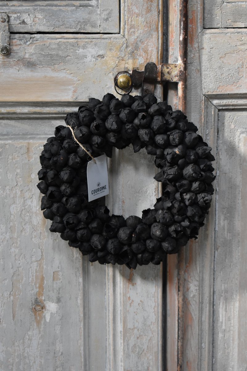 Couronne - Krans Ø 30 cm Coco fruit zwart / black - Krans coco fruit 30 cm Black - Landelijk sober robuust.