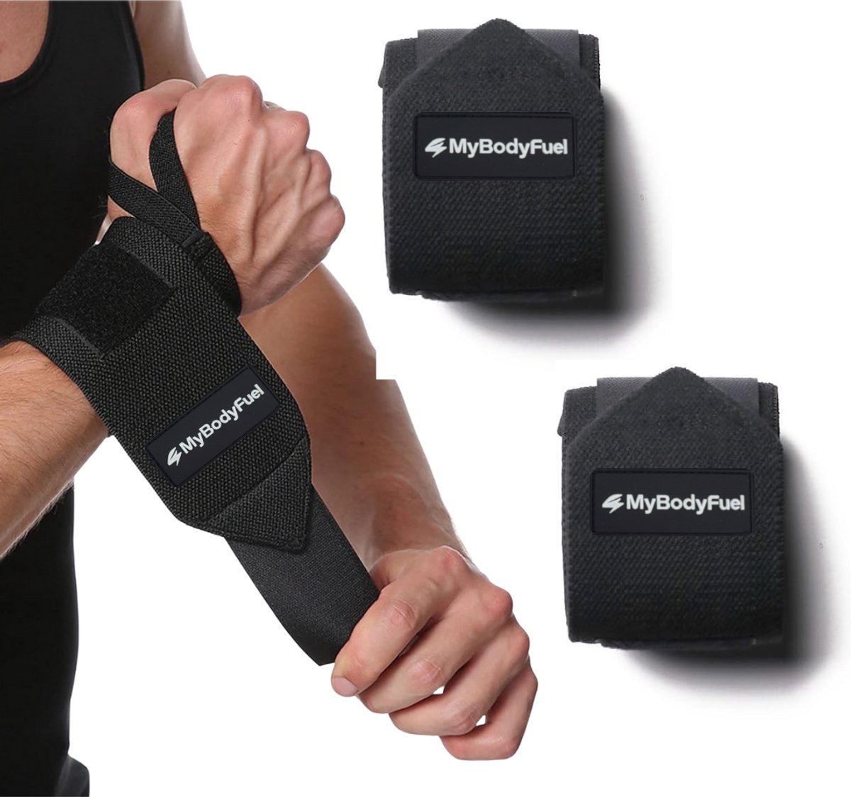 MyBodyFuel - Wrist Wraps - Polsbrace & Polsbanden voor Fitness - 2 Stuks Zwart