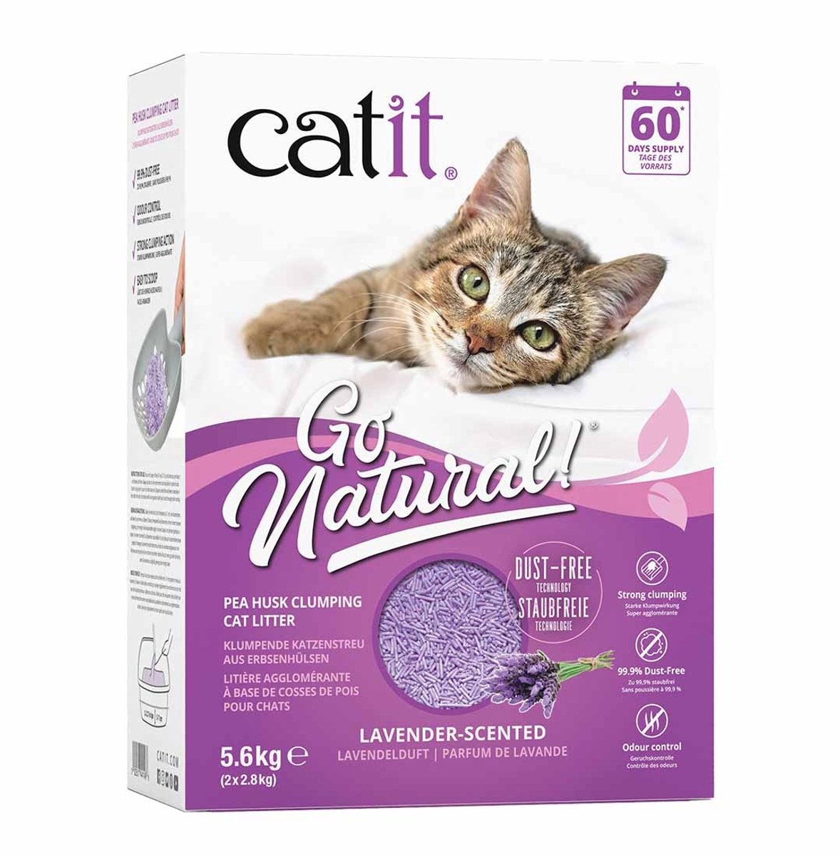 5.6kg Catit Go Natural kattenbakvulling met lavendelgeur kat