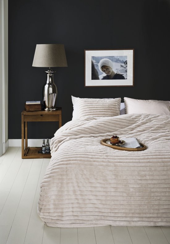 Rivièra Maison Furry Stripes dekbedovertrek - Lits-Jumeaux - 240 x 200/220 cm - Gebroken wit van Merkloos — afbeelding 5