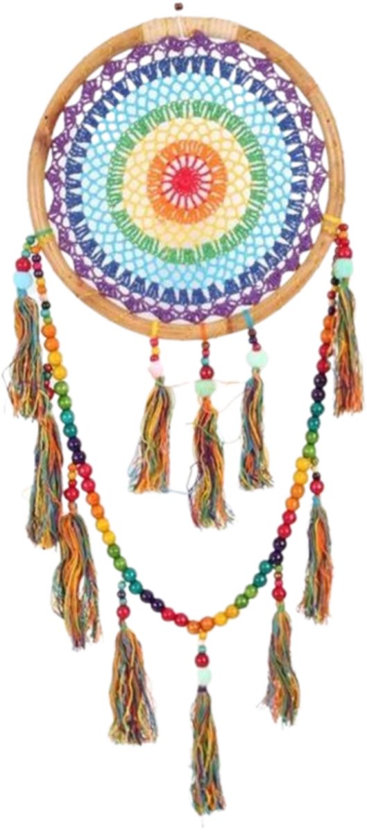 Ruben Robijn Dromenvanger Bamboe Rainbow Gehaakt - Regenboog - Dream Catcher - 32cm n.n.b