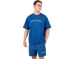 Calvin Klein T-shirt Ss Cntr Chn Sttch 16 Lv04rc225g C3i Blue Jean Mannen Maat - XL