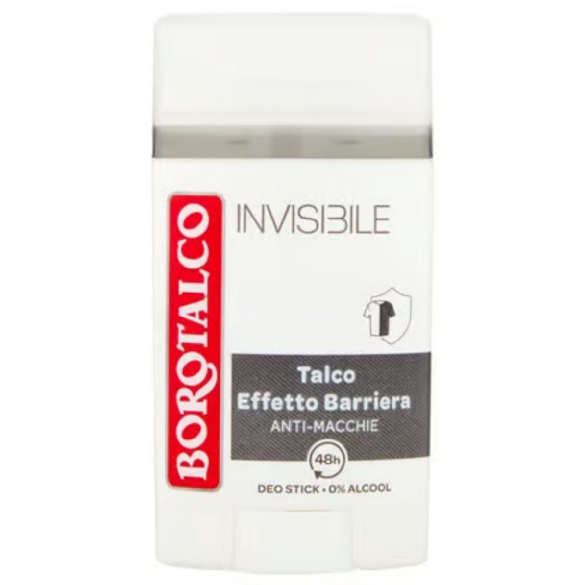 Borotalco - Deodorant Stick - Invisible - 0% Alcohol - 48 uur Bescherming - Anti-Vlekken deo - Talc Barrier Effect - Amber en Muskus