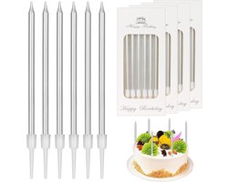 Verjaardag Kaarsen Zilver 12cm - 6 stuks - Verjaardag - Jubileum - Feestversiering - Decoratie - Feestartikelen voor taarten en gebak