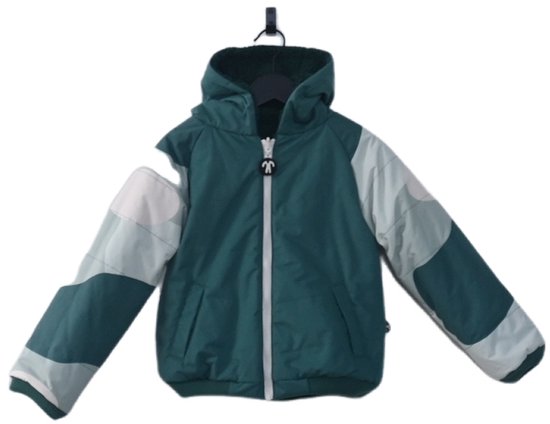Ducksday - Veste d'hiver réversible - Enfants - Garçon - Fille - Imperméable - Polaire Sherpa - Coupe-vent - - Vert foncé - Teddy vert foncé - Unisexe - taille 98/104 - 4 ans