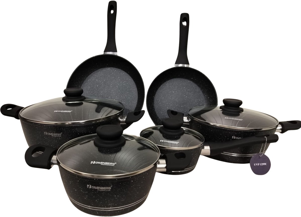 Rosenberg 10 delige luxe pannenset ,Black Line .