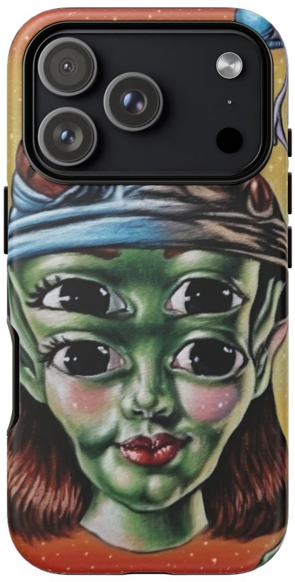 Groen Alienhoofd met Tentakelhoed – Telefoonhoesje Geschikt voor iPhone 17 Pro