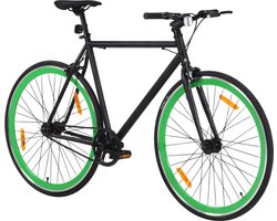 VidaXL - Heren Fiets - 28 Inch - 59 cm - Bike - Fiets - Lichtgewicht - Comfortabele Zithouding - Vaste Versnelling - Stijlvol en Praktisch - Mat Zwart met Groen -