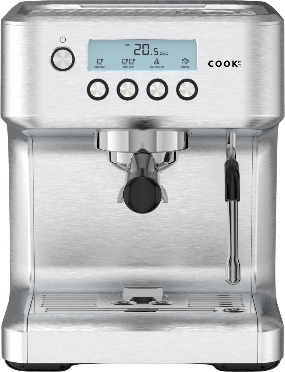 Espressomachine Pro 20 Bar - Piston Koffiemachine Melkopschuimer RVS - Instelbare Extractietemperatuur - Pistonmachine Espresso, Cappuccino & Latte - 2,2 Liter Waterreservoir - COOK-IT — afbeelding 6