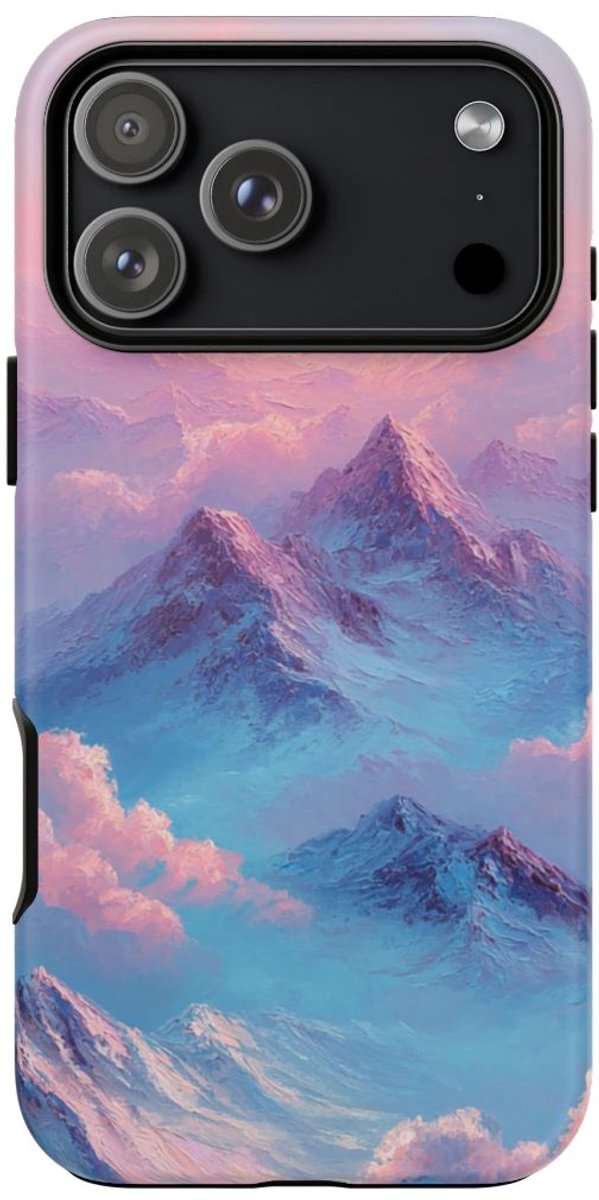 Dromerige Roze en Blauwe Bergen – Telefoonhoesje Geschikt voor iPhone 17 Pro Max