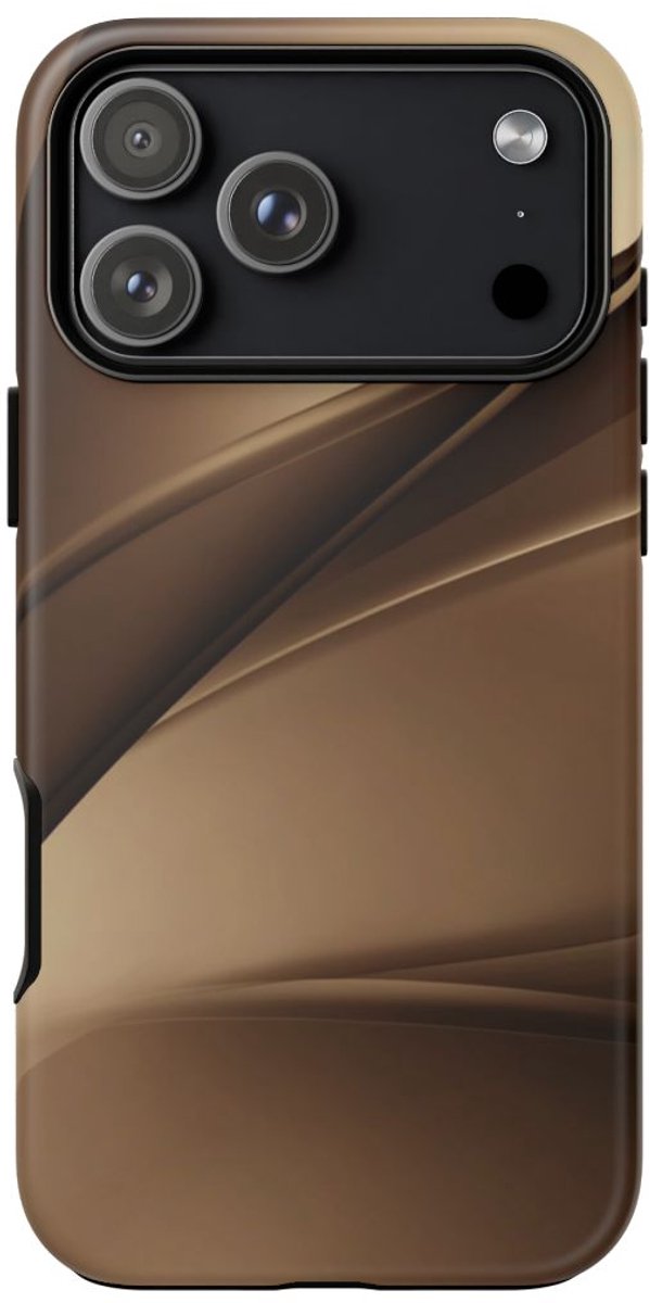 Abstracte Bruine Glooiende Golfpatronen – Telefoonhoesje Geschikt voor iPhone 17 Pro Max
