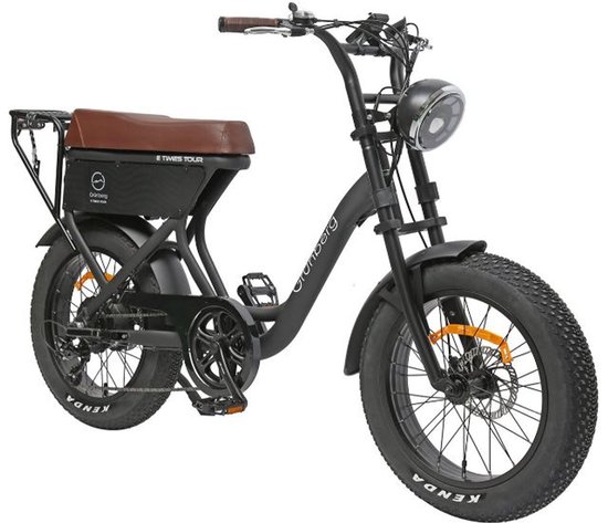 Tweepersoons elektrische fatbike TXED E-Times Tour 20″ fat tires 250W motor 48V accu 40-80km actieradius zwart