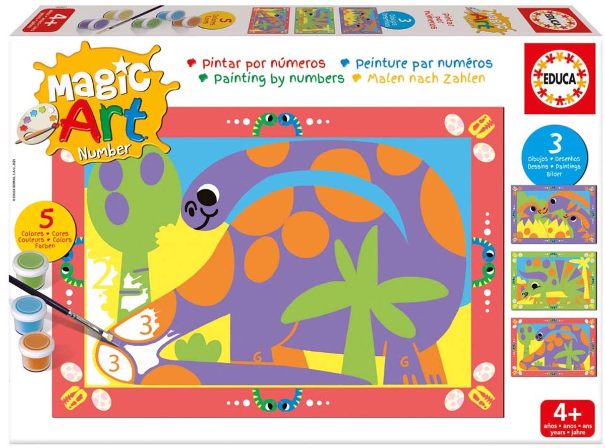 Educa Magic Art Number Dinosauriërs Veelkleurig