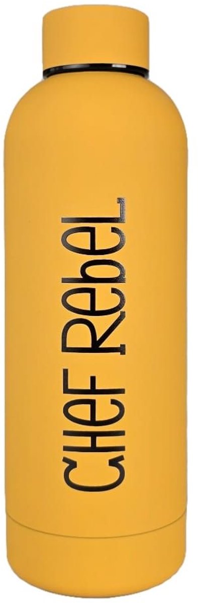 Chef Rebel® – Thermosfles – Drinkfles – Waterfles – Geel – 500 ml – Gripcoating – Warme & koude dranken – Lekvrij – Koffiebeker – Theebeker