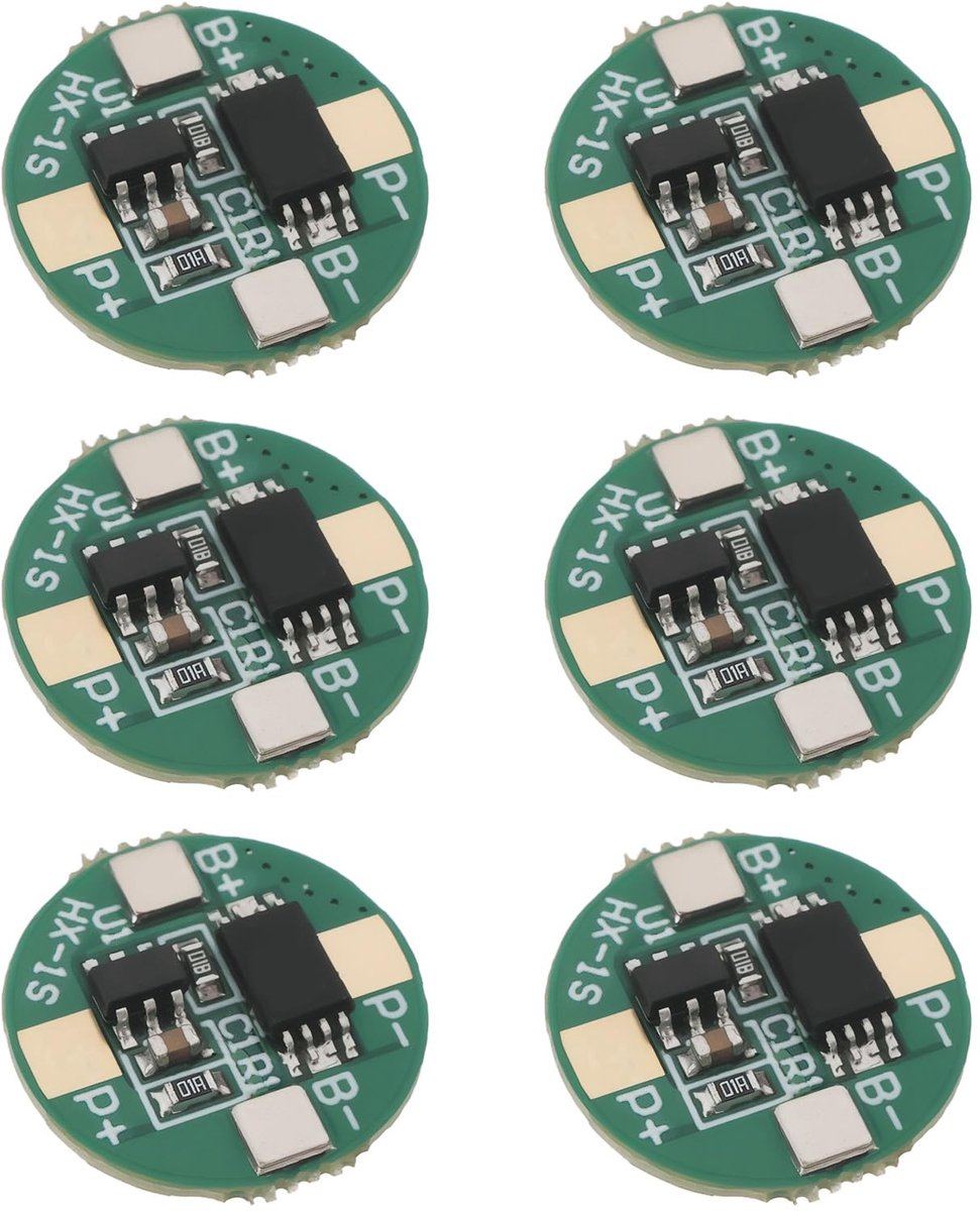 6Pcs PCM BMS Battery Protection Board Lithium Battery Protection Board 3.7V 2.5A 1S with Overcharge and Over Discharge Protection for 18650 Battery Panel