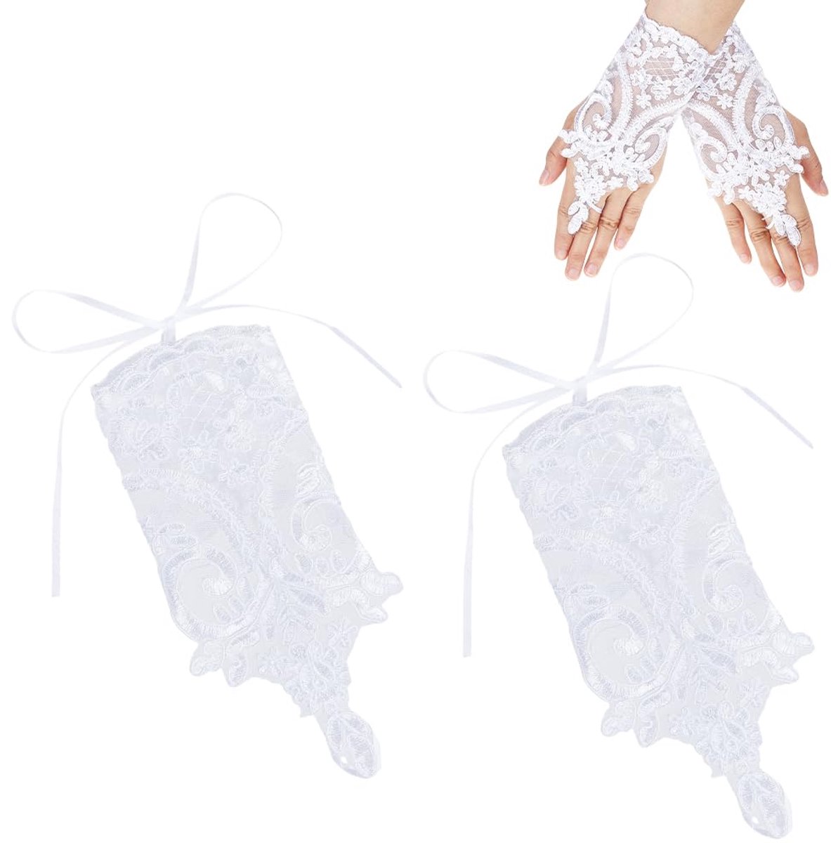 Short Fingerless Gloves, Short Embroidered Bridal Party, Prom, Lace Gloves for Women, Costume Accessories, Banquet, Tea Party