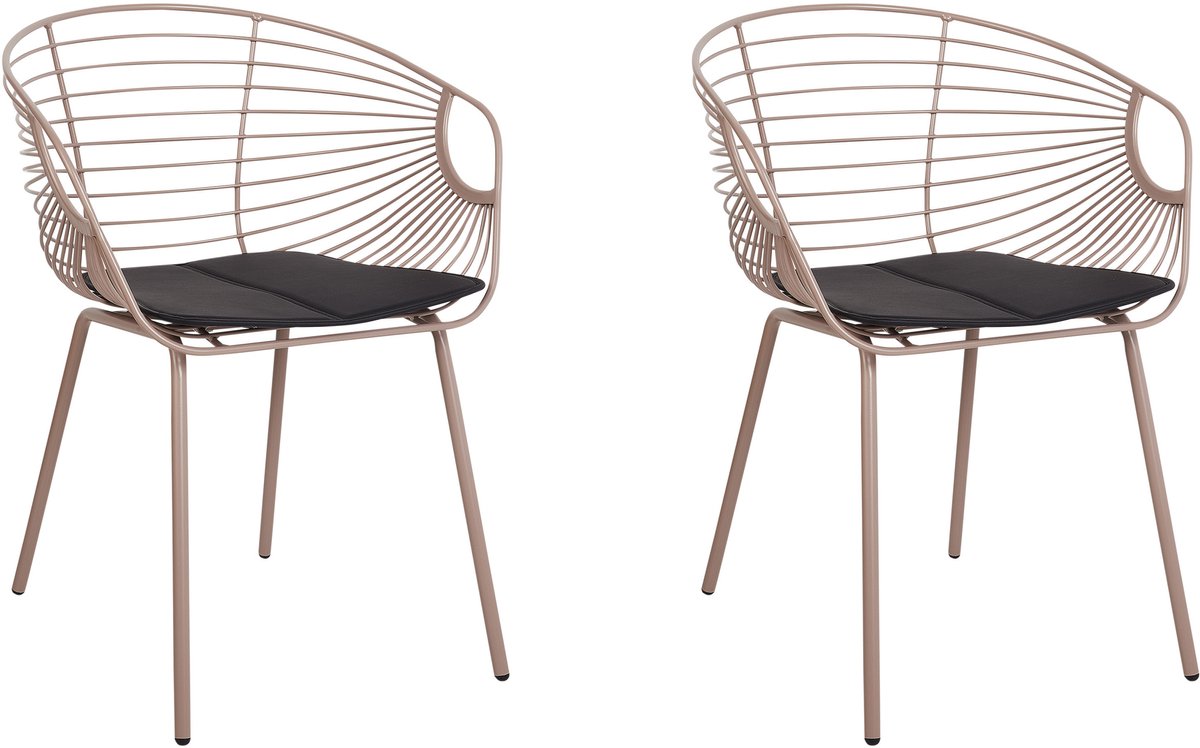 HOBACK - Eetkamerstoel set van 2 - Beige - Metaal
