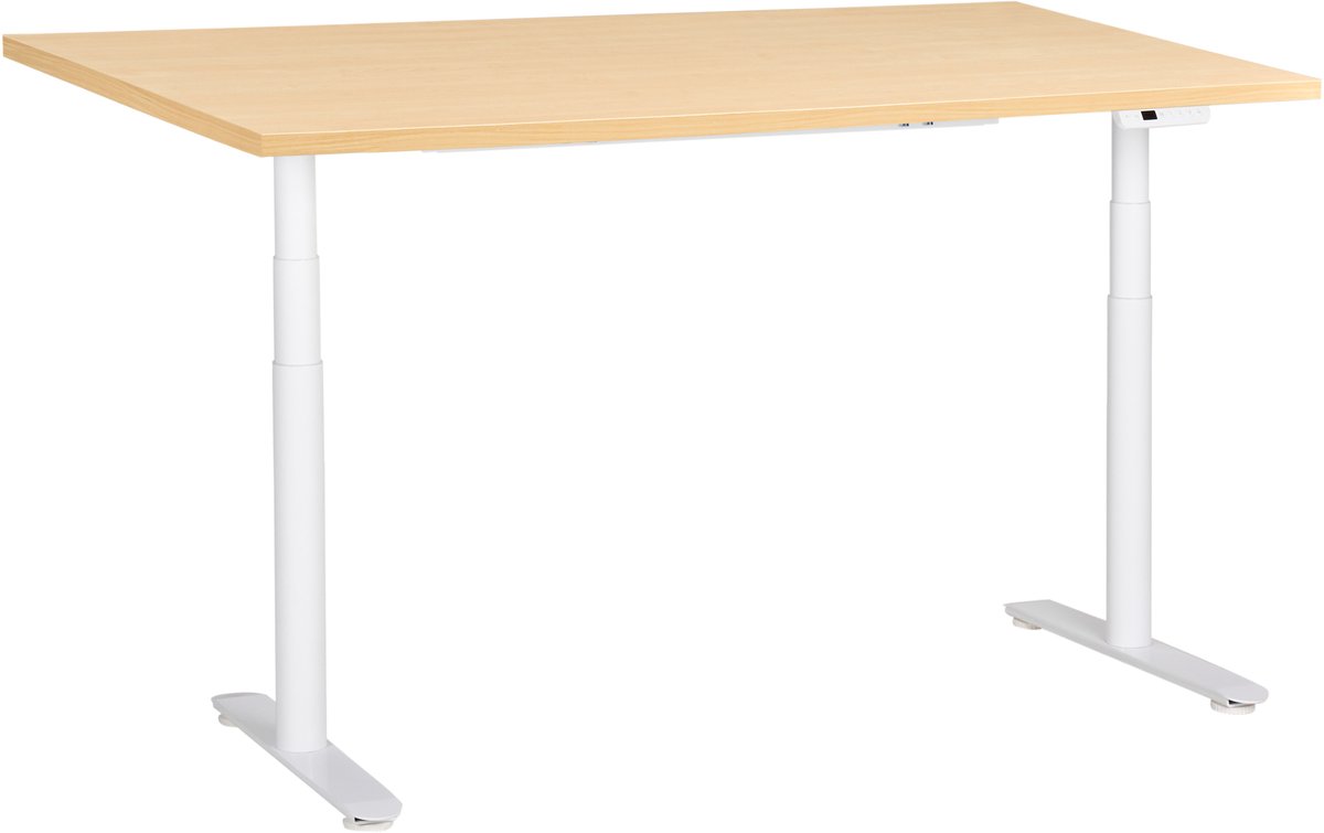 Beliani DESTINAS - Elektr bureau - Wit/Lichtbruin - 160 x 72 cm - Vezelplaat