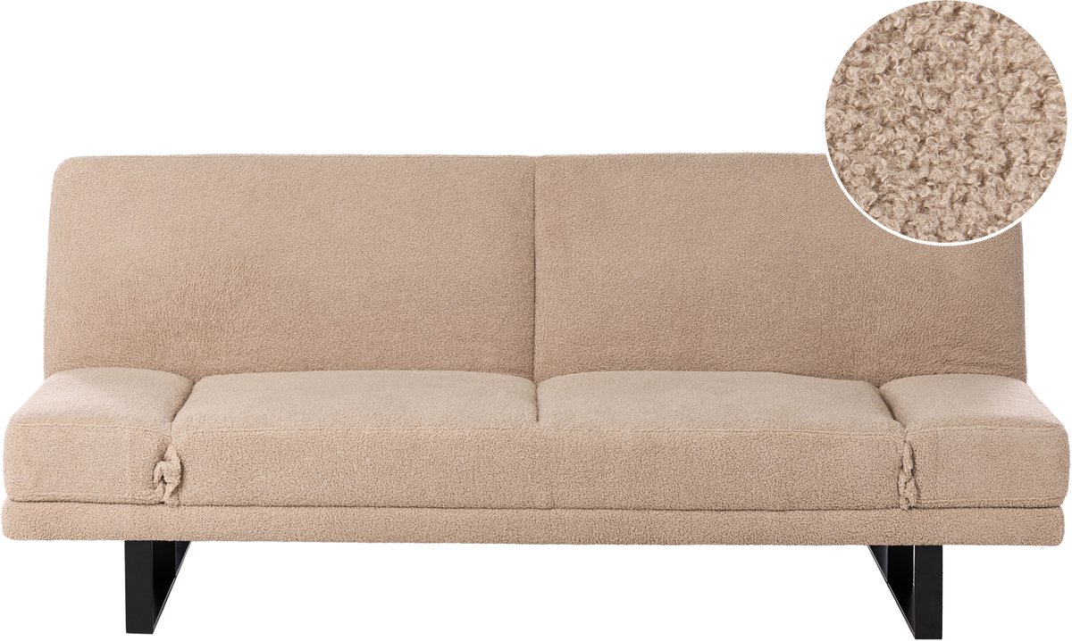 Beliani YORK - Slaapbank 2-zits - Lichtbruin - Bouclé