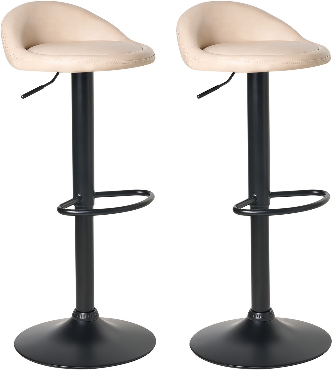 Beliani MEEDER - Barkruk set van 2 - Lichtbeige - Kunstleer