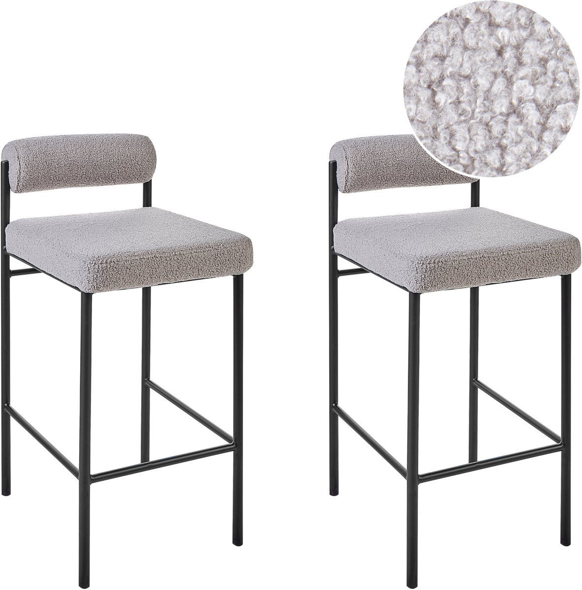 AMAYA - Barkruk set van 2 - Grijs - Polyester