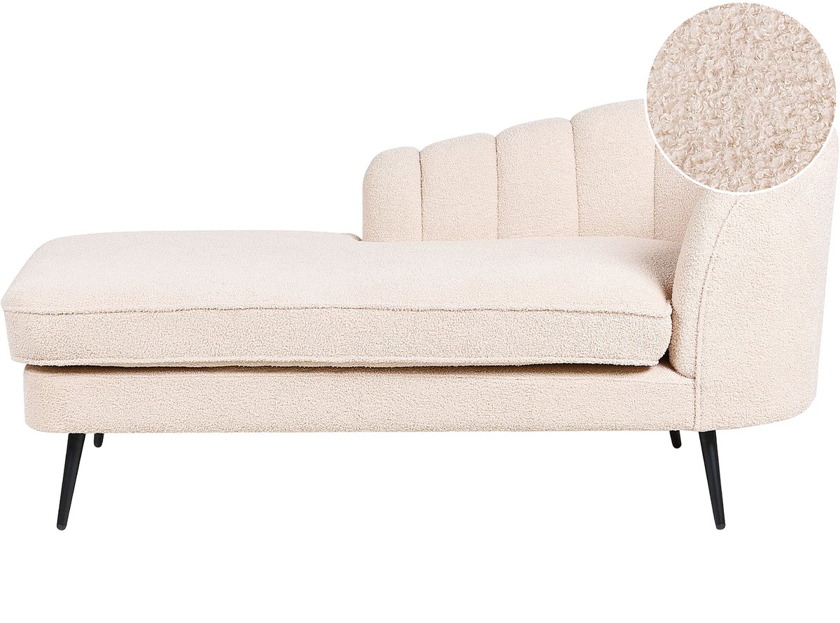 Beliani ALLIER - Chaise longue - Lichtbeige - Rechterzijde - Bouclé