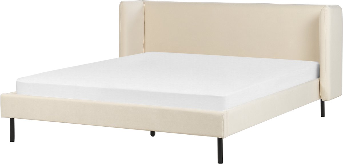 ARETTE - Tweepersoonsbed - Lichtbeige - 160 x 200 cm - Fluweel