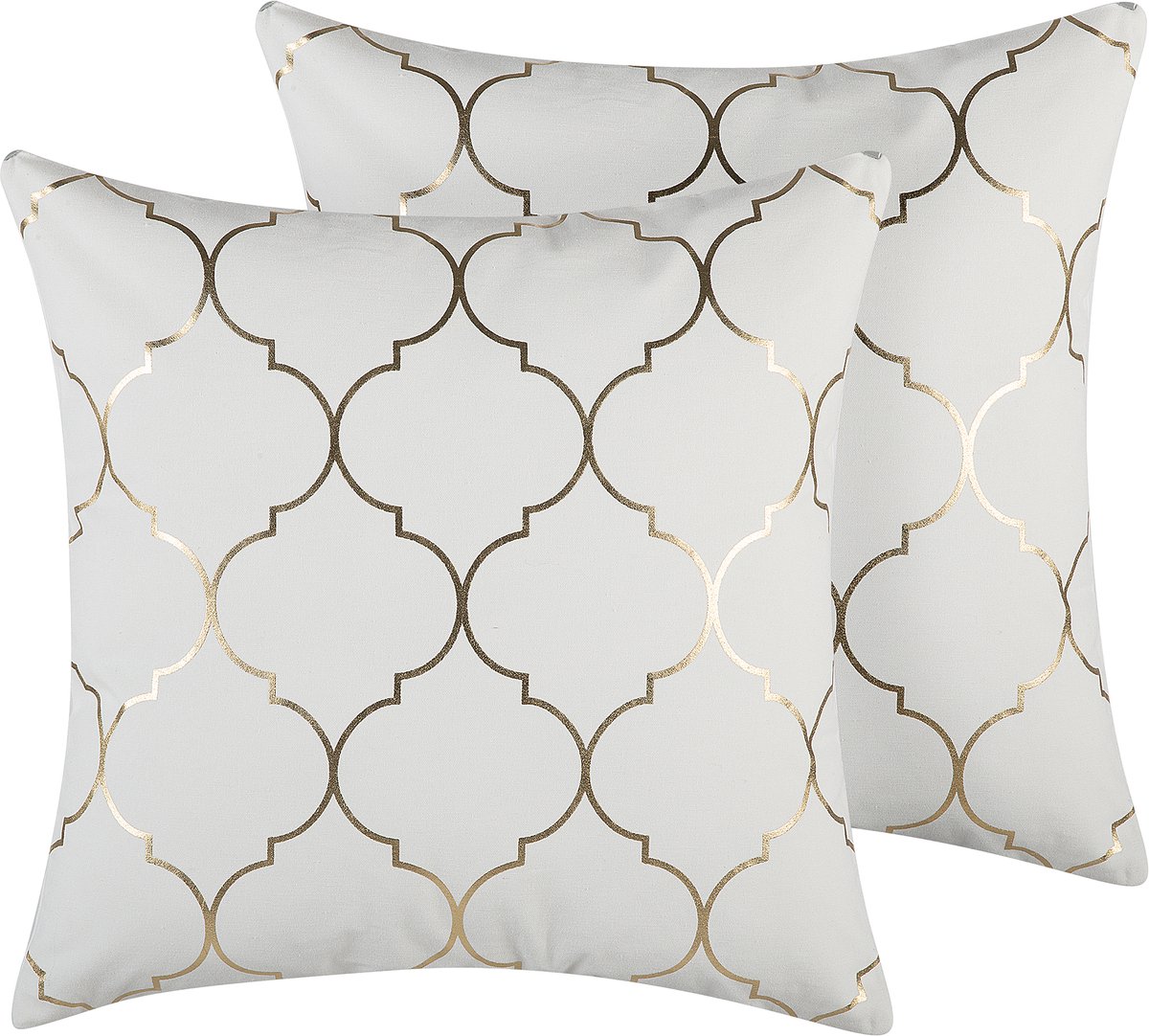 Beliani ALYSSUM - Sierkussen set van 2 - Gebroken wit - 45 x 45 cm - Katoen