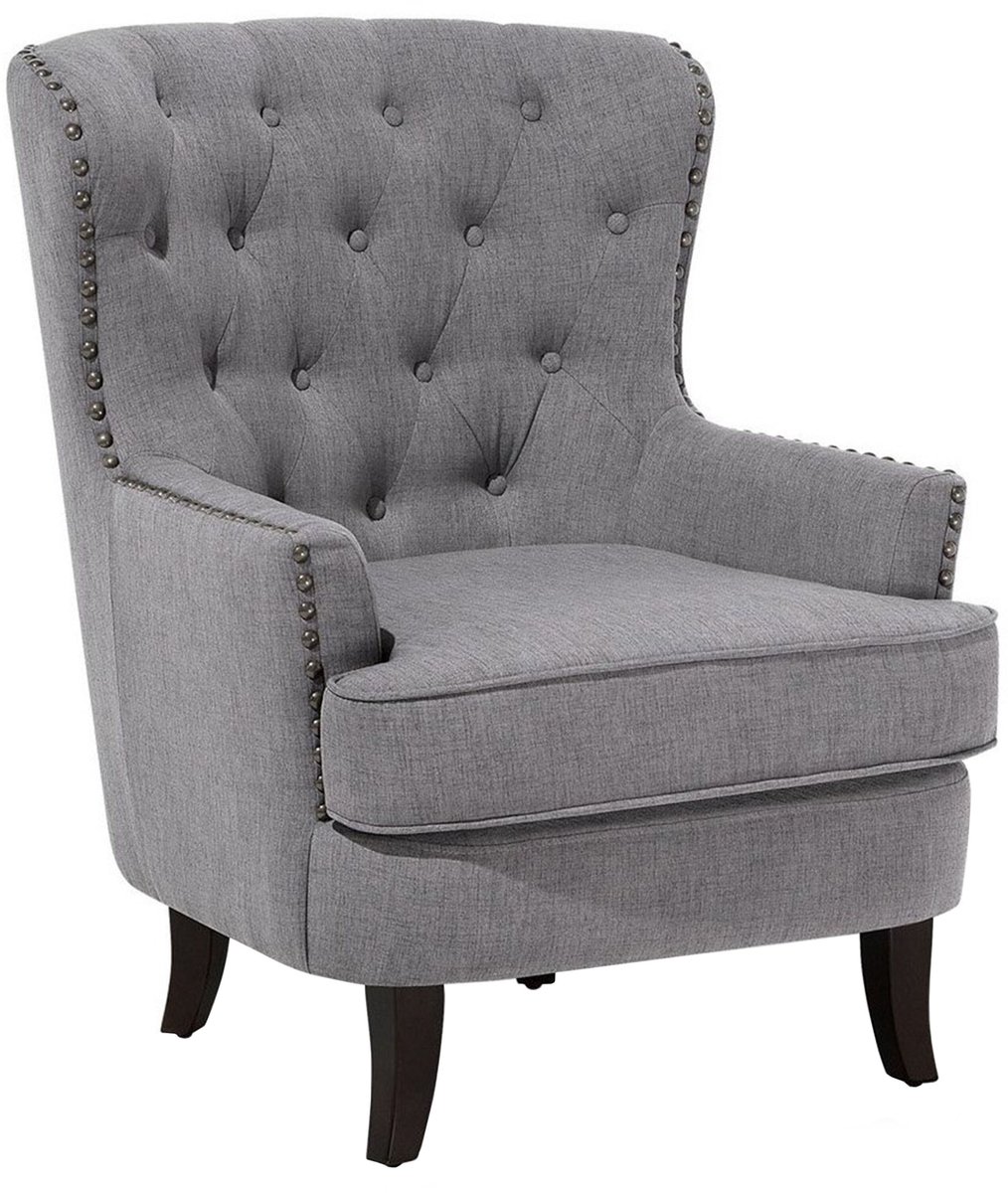 BELIANI VIBORG - Chesterfield fauteuil - Lichtgrijs - Polyester