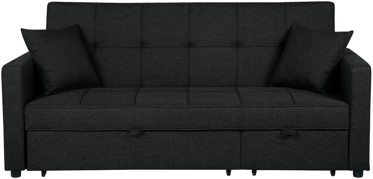 Beliani GLOMMA - Slaapbank 3-zits - Zwart - Polyester