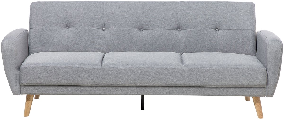 Beliani FLORLI - Slaapbank 3-zits - Lichtgrijs - Polyester