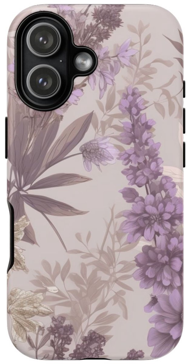 Lila Bloemenpatroon met Matte Afwerking – Telefoonhoesje Geschikt voor iPhone 17