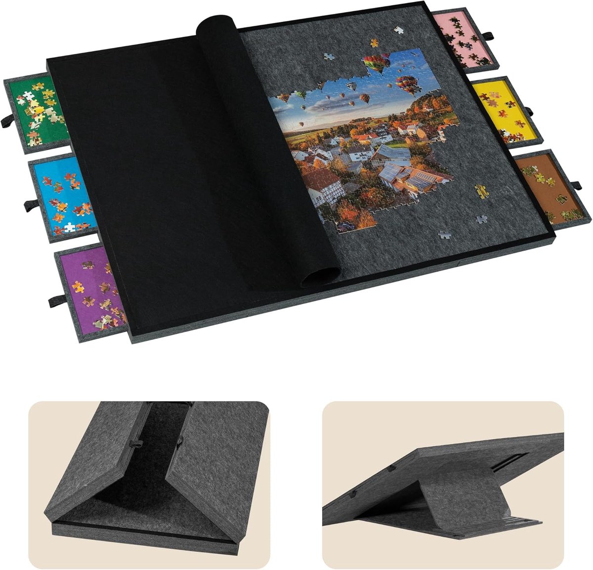 Opvouwbare Puzzeltafel met Afdekking voor 2000 Stukjes - Lichtgewicht en Draagbaar