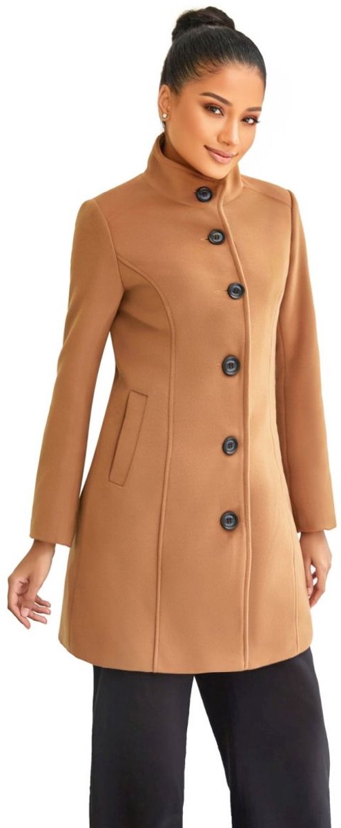 Versano Violet NG Dames Mantel Manteljas 3 kwart Winterjas L - Camel