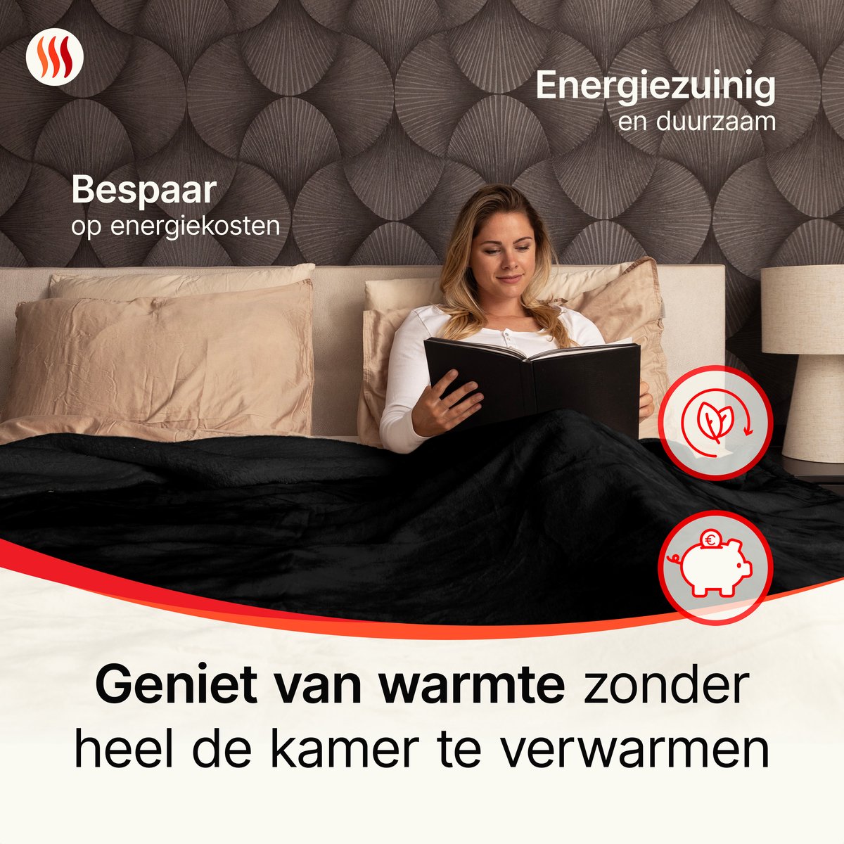Seranova Elektrische Deken XXL - Extra Warmtedraden - Premium Model - 180x160 cm - 2 persoons Warmtedeken - Dubbelzijdig Fleece Sherpa - Zwart – foto 6