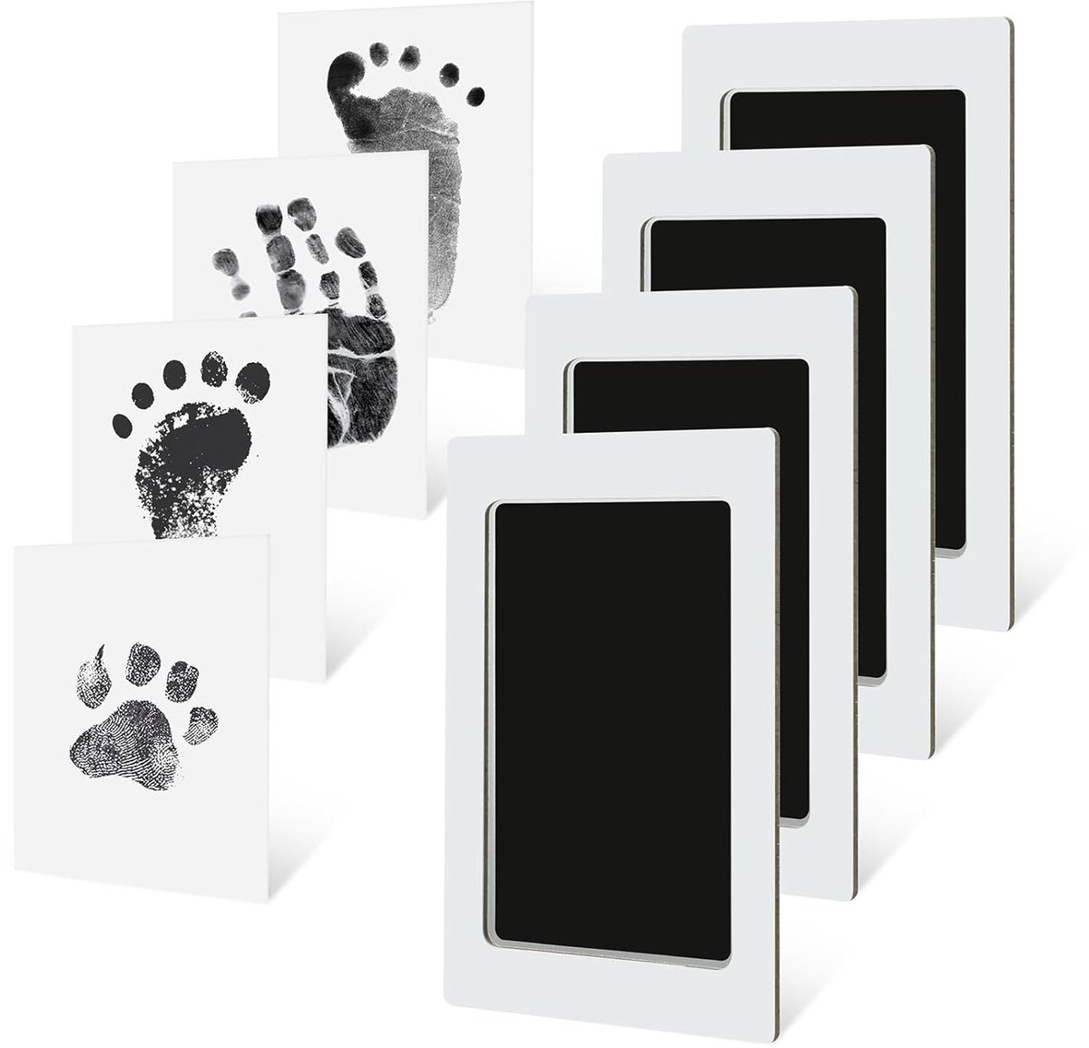 Image of 4-pack inktloze baby hand- en voetafdrukset, Clean Touch inktkussenset voor pasgeborenen en huisdieren, hondenpoot- en neusafdrukset