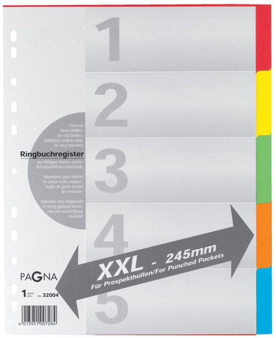 PAGNA kartonnen tabbladen A4 6-delig extra breed