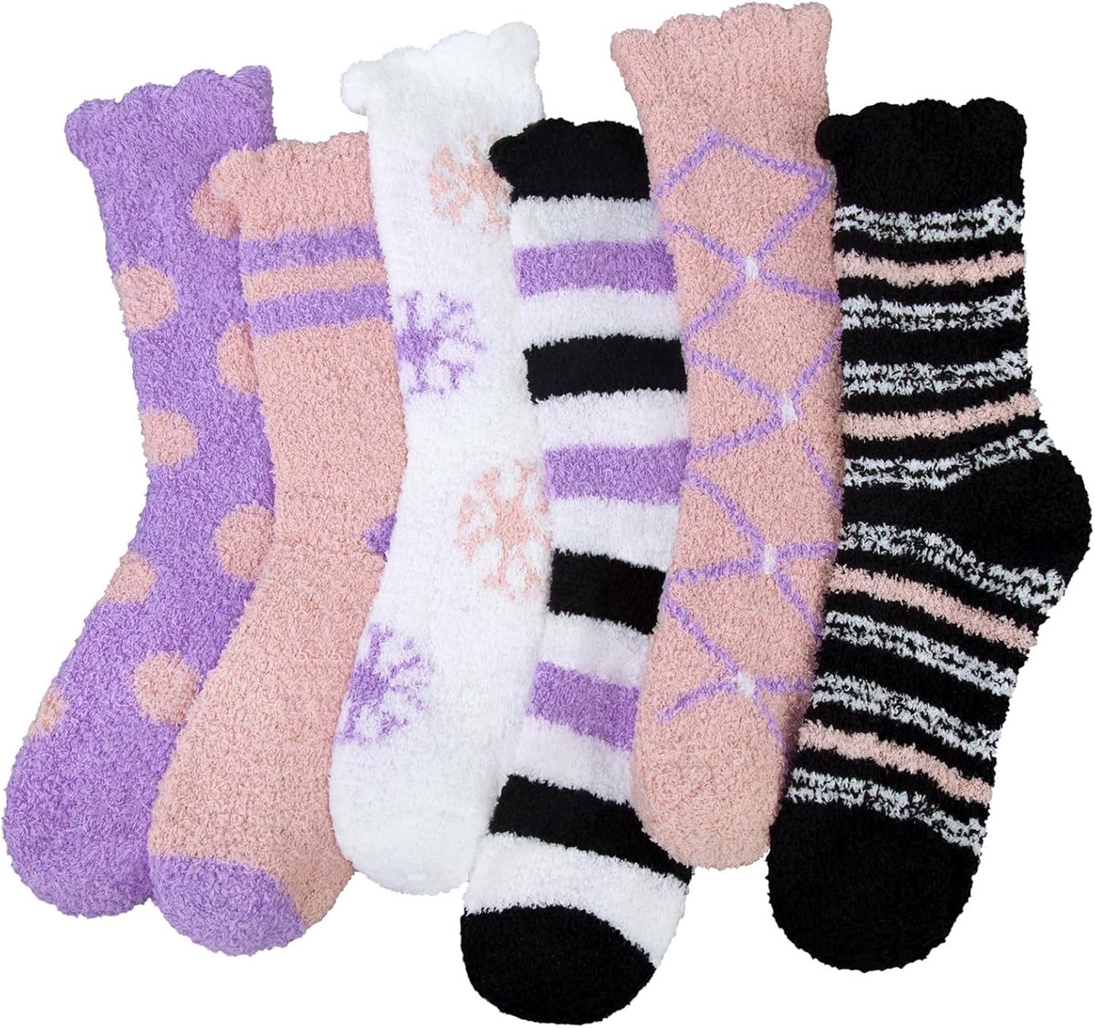 Warme Knuffelsokken voor Dames - Pluche Huissokken en Wintersokken in Meerkleurige Designs