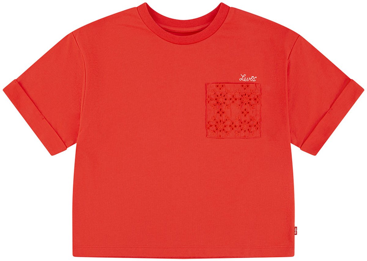 Levi´s ® Kids Roll Cuff Meet And Greet T-shirt Met Korte Mouwen 6 Years Meisje Hibiscus