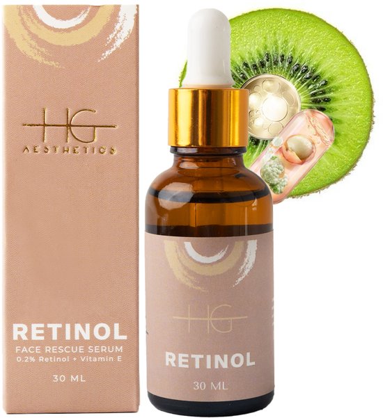 HG Aesthetics Retinol Serum met Vitamine E - Anti-Veroudering Gezichtsserum - Anti-Rimpel Gezicht Serum - Gezichtsverzorging Tegen Mee-eters en Pigmentvlekken - Acnebehandeling - Perfect Kerstcadeau voor Haar - (30ml) - cadeautje vrouw
