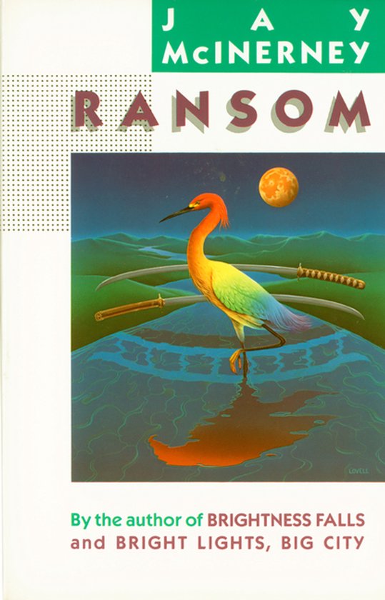 Boekomslag van 'Ransom' van Jay McInerney, met een regenboogkleurige reiger en samoerazwaarden.