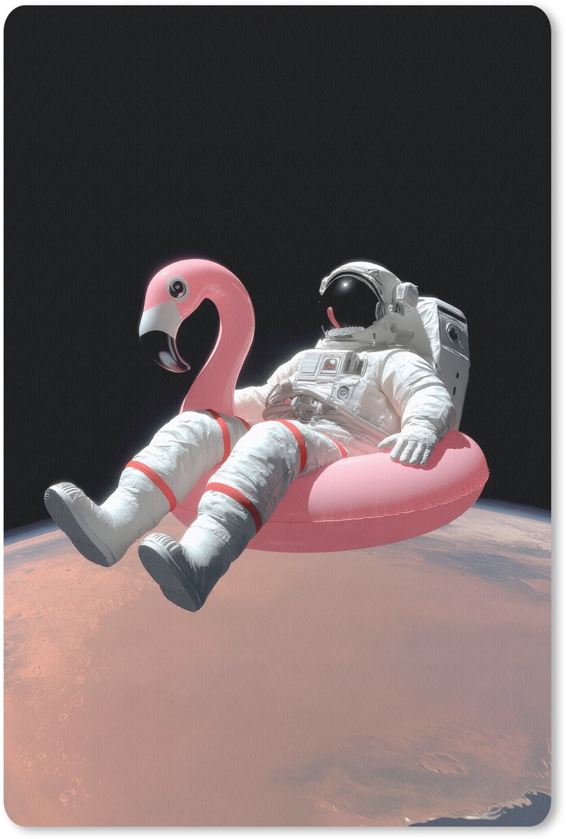 Muismat 18x27 cm - Mousepad Astronaut - Flamingo - Zwemband - Roze - Muismatten