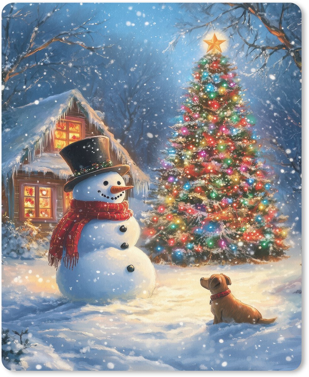 Muismat 19x23 cm - Mousepad Kerstwonder - Winteravond - Kleurrijk - Muismatten