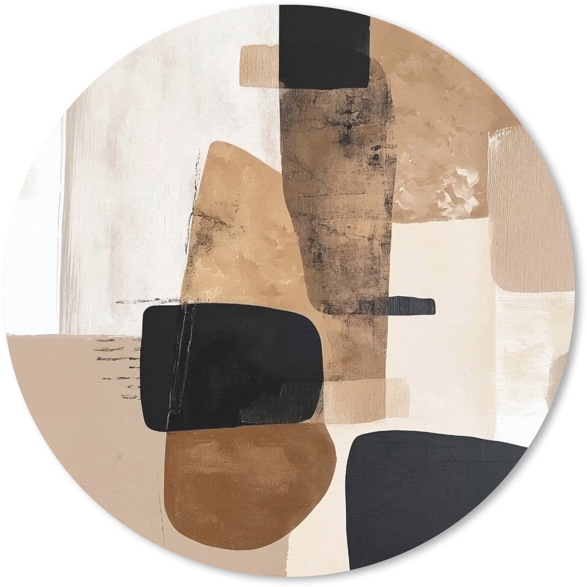 Muismat rond 20x20 cm - Mousepad Vlakken - Abstract - Zwart - Strepen - Ronde muismatten