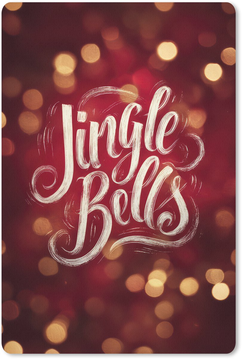 Muismat 18x27 cm - Mousepad Jingle - Bells - Kerst - Rood - Muismatten
