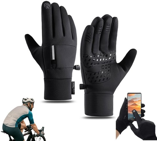 TANSTC Fietshandschoenen heren winterhandschoenen winter warme handschoenen elastische touchscreen thermische handschoenen winddicht antislip skihandschoenen vrouwen ademende sporthandschoenen XL