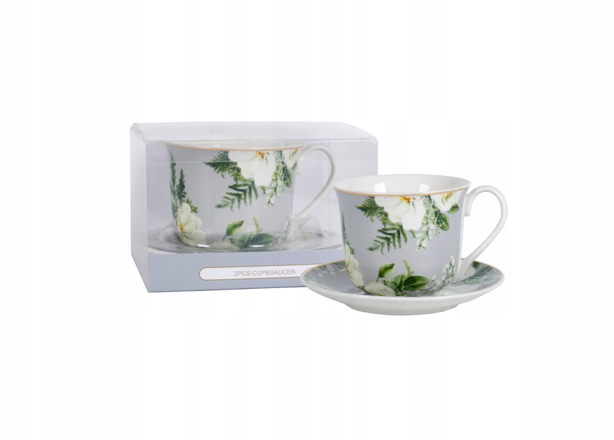 LIVELLO Jumbo Porseleinen Kop & Schotel 400ml - Bloemendesign